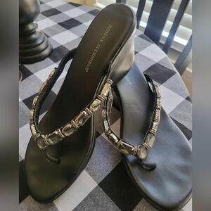 Athena Alexander Wedge sandals size 10 Black
